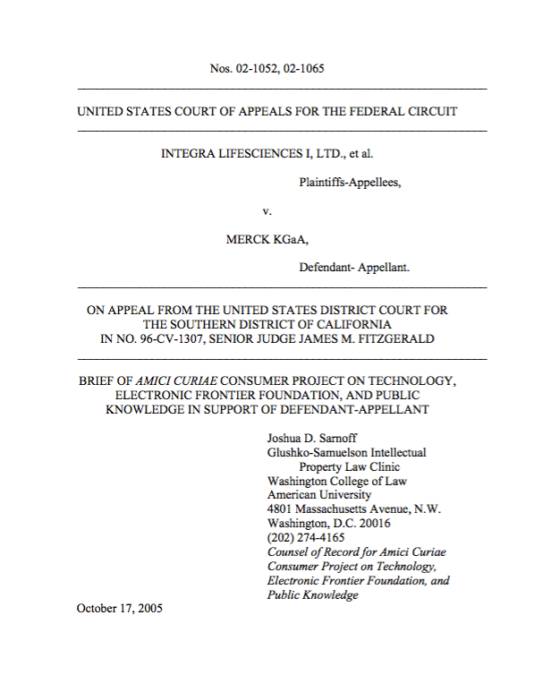 Integra Lifescience I, LTD v. Merck KGaA